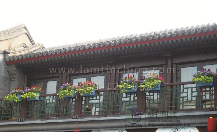 鞍式花盆-景區古建筑窗臺陽臺護欄掛花
